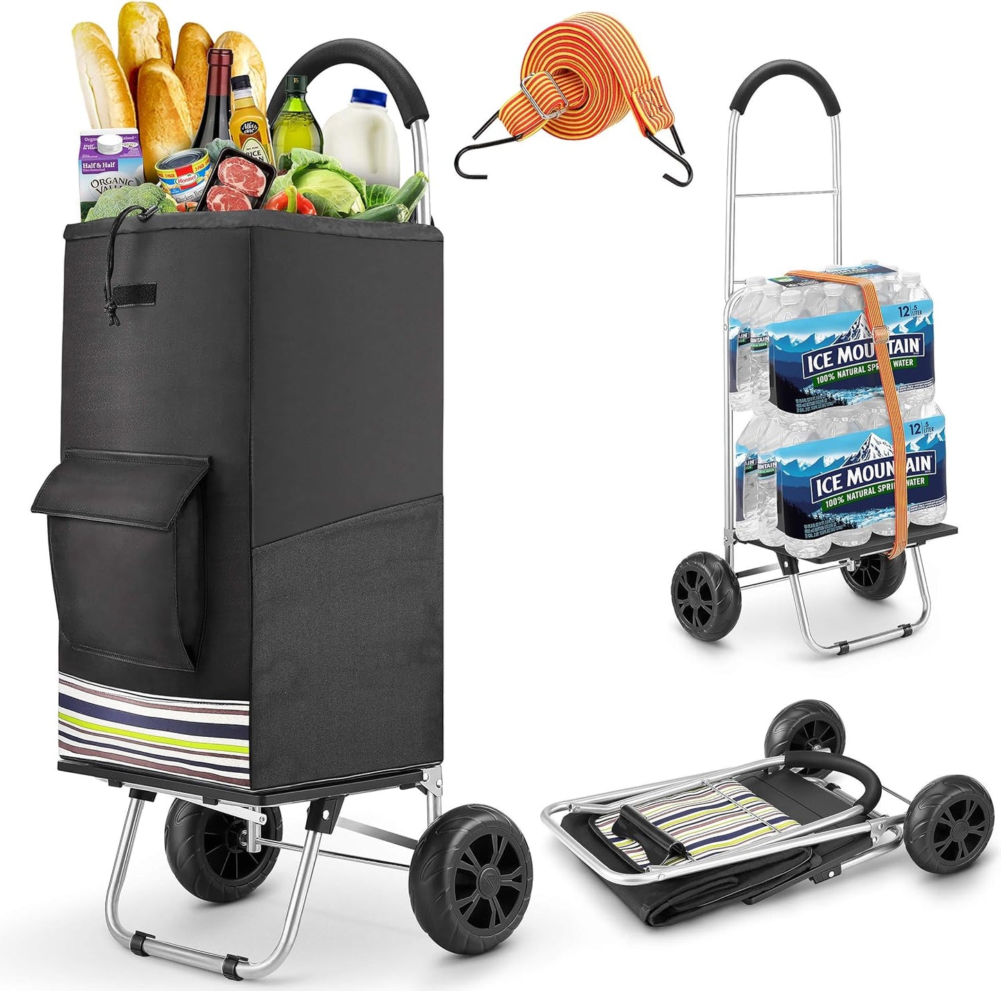 Shopping Cart, Single Wheel, Black