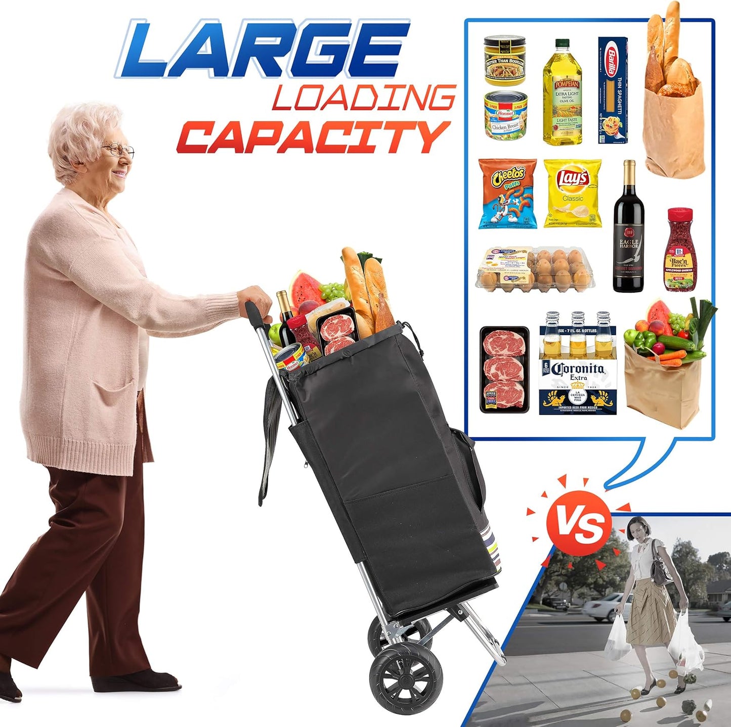 Shopping Cart, Single Wheel, Black