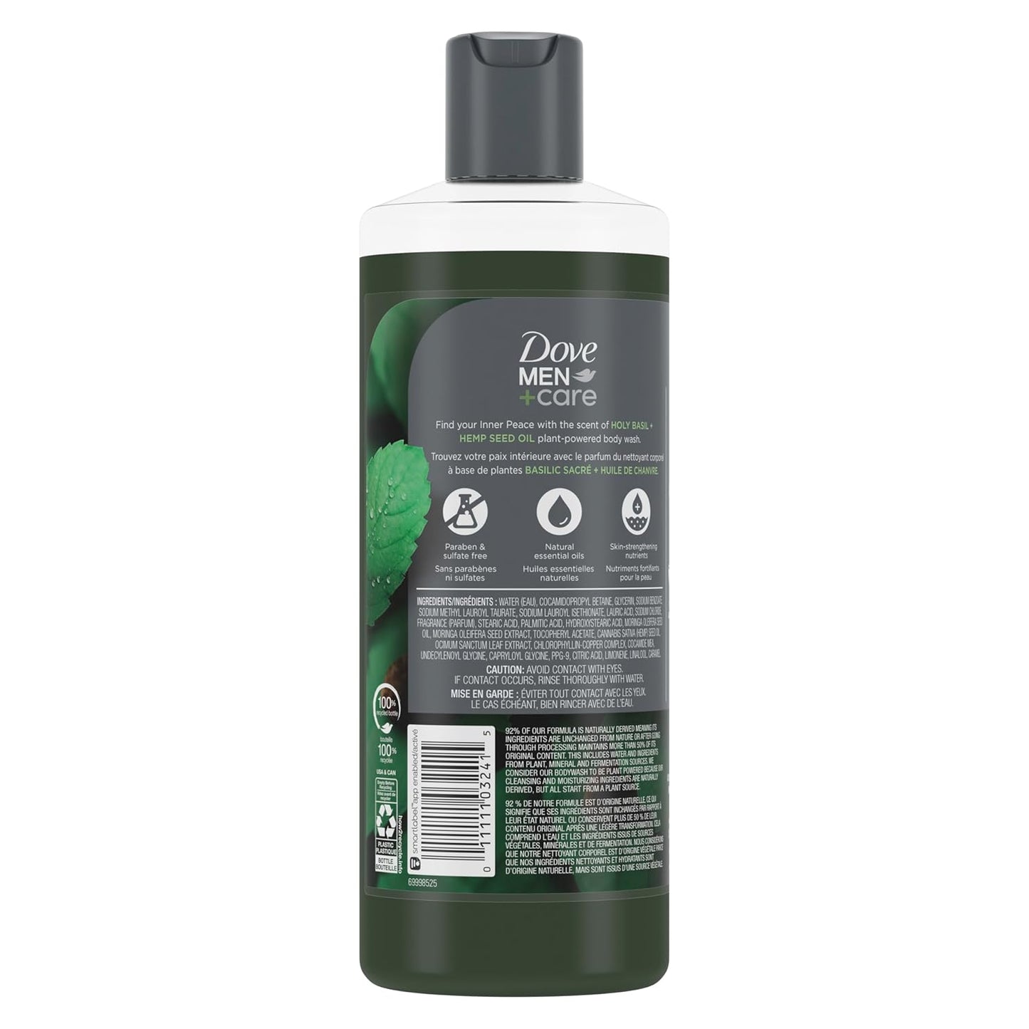 Dove Men+Care Body Wash Holy Basil + Hemp Seed Oil, 4 Count, 18oz