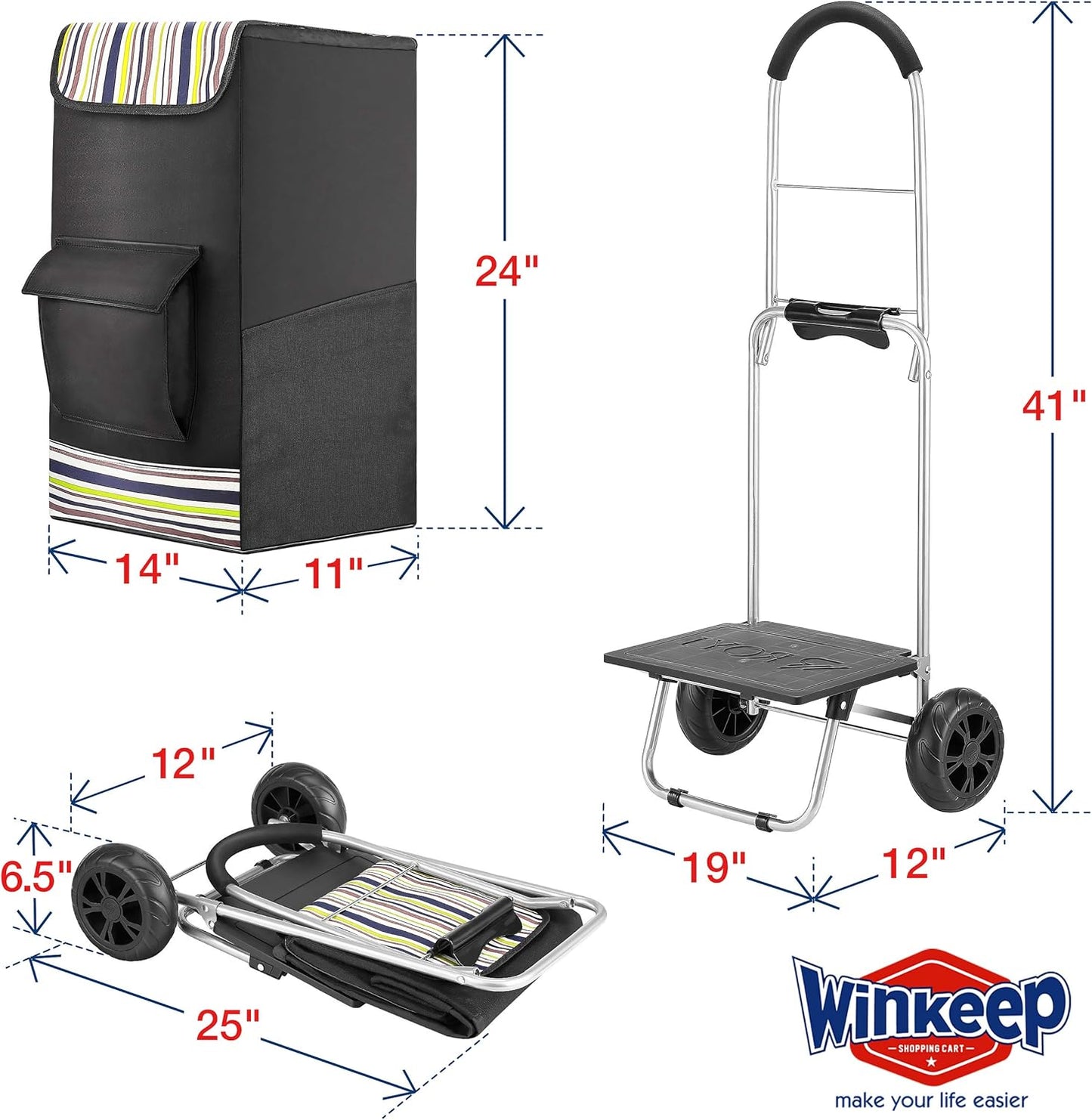 Shopping Cart, Single Wheel, Black