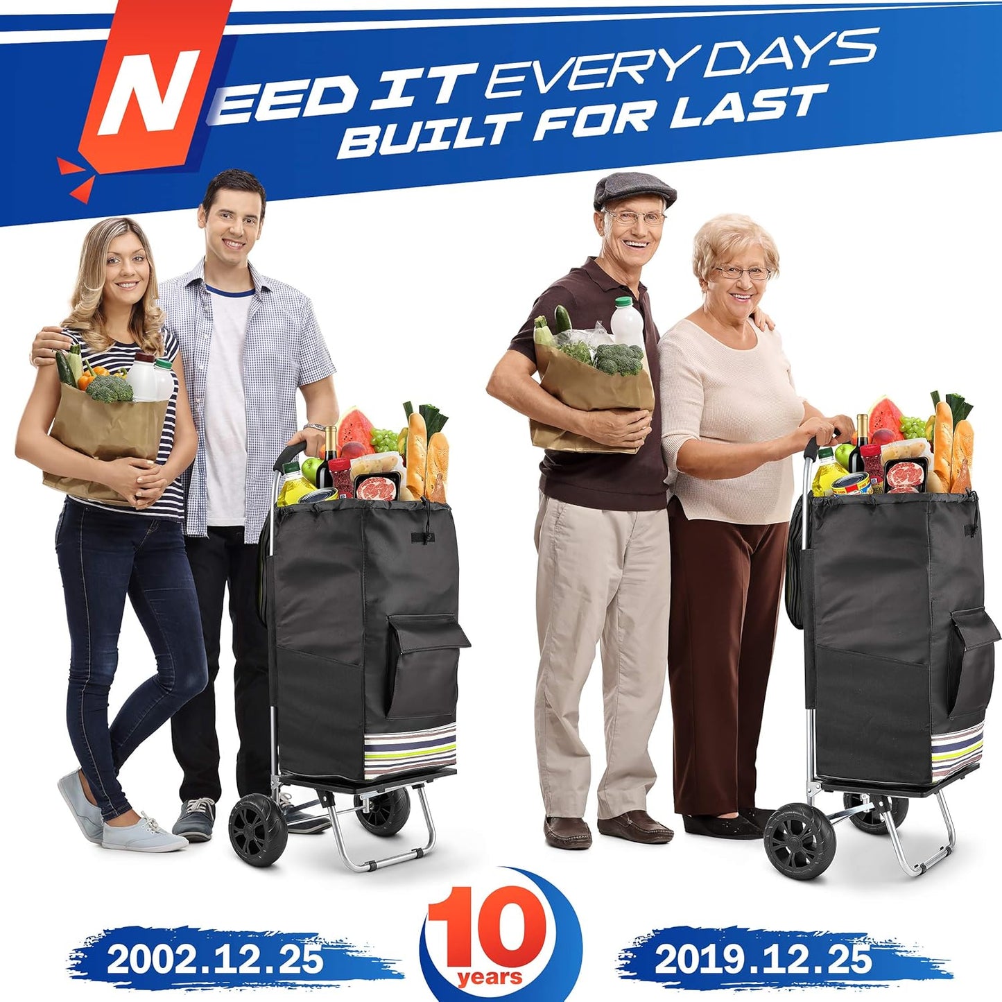 Shopping Cart, Single Wheel, Black